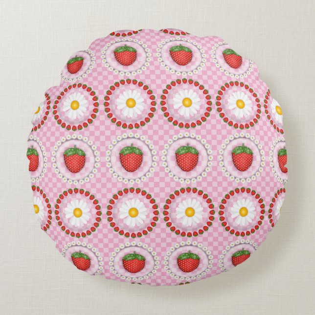 Coussins Ronds Sérénade aux fraises  (Devant)