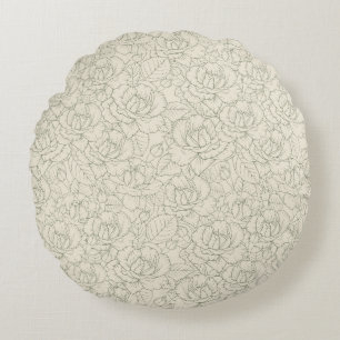 Coussins Ronds Serene Sage Green   Roses vintages en fleurs