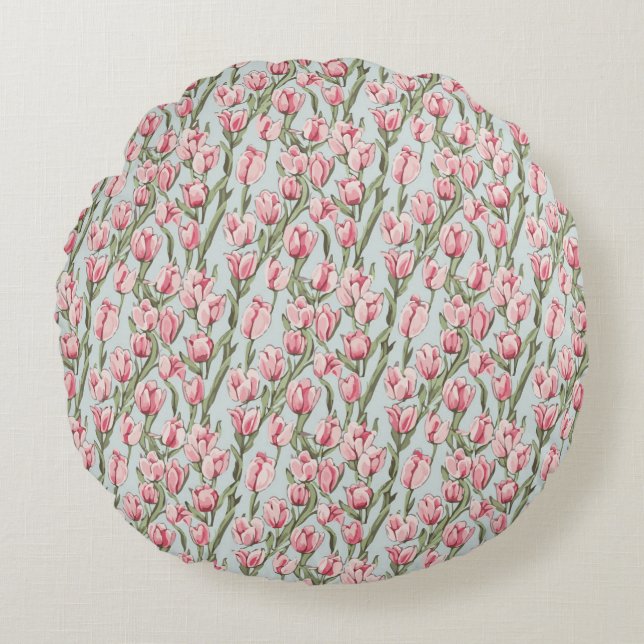 Coussins Ronds Sérénité de rangée rose (Devant)