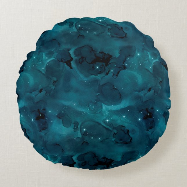 Coussins Ronds Série Galaxy Turquoise Design 5 (Devant)