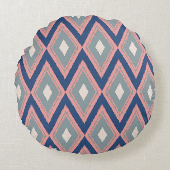 Coussins Ronds Série Ikat géométrique (Devant)
