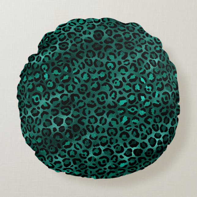 Coussins Ronds Série Teal et Gold Leopard Design 5  (Devant)