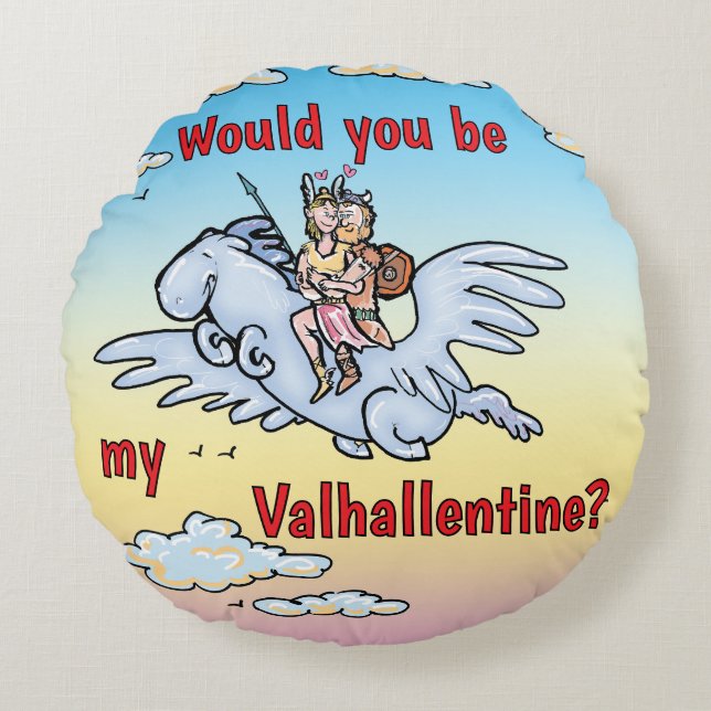 Coussins Ronds Seriez-vous mon Valhallentine ? (Devant)