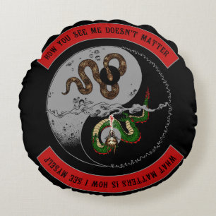 Coussins Ronds Serpent/dragon Ying/coussin rond symbole de Yang
