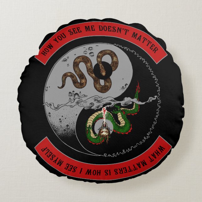 Coussins Ronds Serpent/dragon Ying/coussin rond symbole de Yang (Devant)