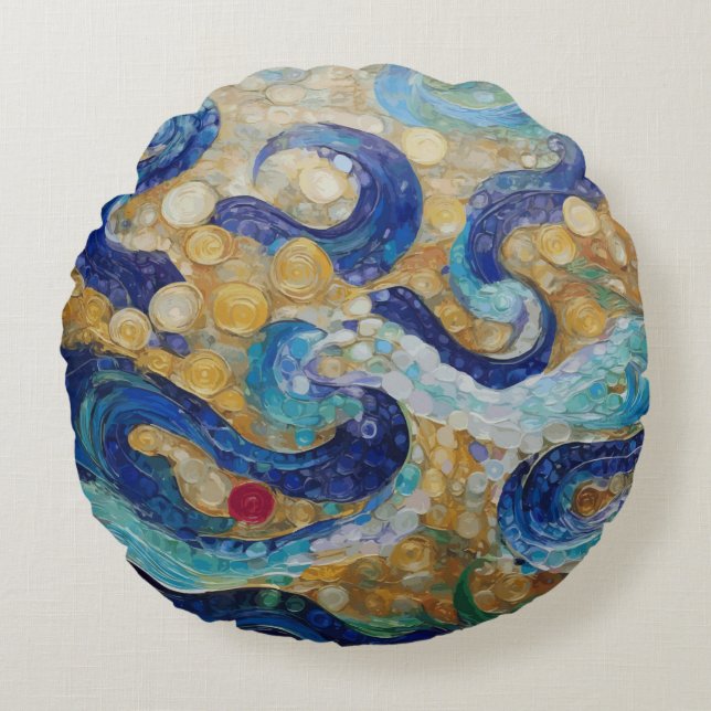 Coussins Ronds Serpents à eau Klimt (Devant)