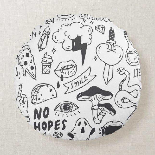 Coussins Ronds Set of cute graffiti doodle (Devant)