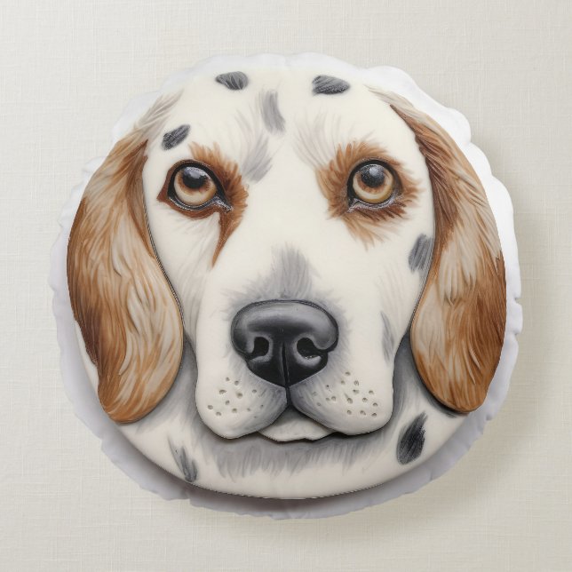 Coussins Ronds Setter Anglais Chien 3D Inspiré (Devant)