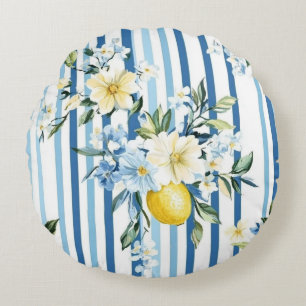 Coussins Ronds Shabby Chic Citron Série Florale Design #1