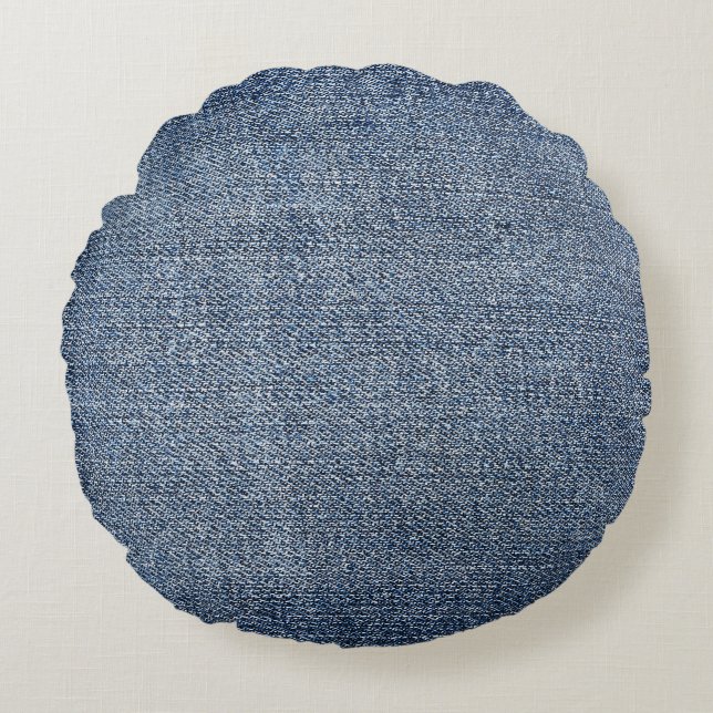 Coussins Ronds Shabby denim : texture de jean bleu (Devant)