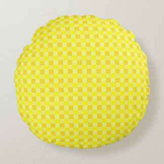 Coussins Ronds Shades of Yellow Checkered