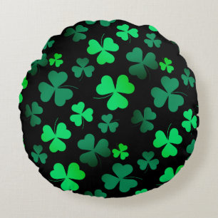 Coussins Ronds Shamrock Clover Irlande Irish Modern Green & Black