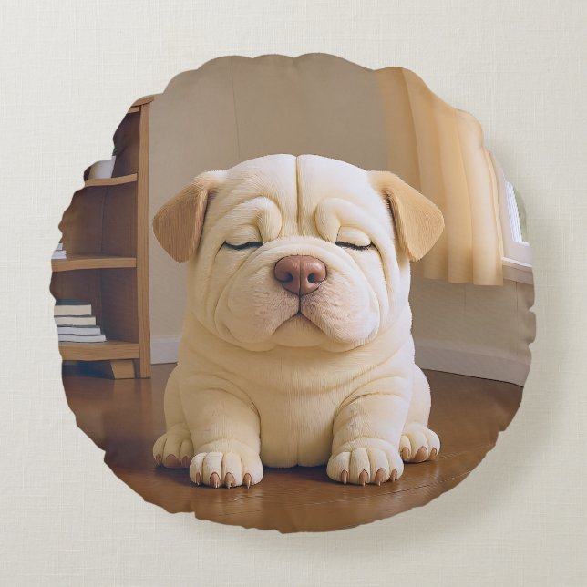 Coussins Ronds Shar Pei Puppy - Soft Serenity by WangWang (Devant)