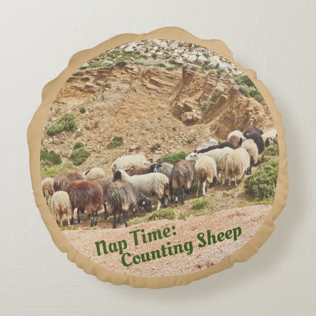 COUSSINS RONDS SHEEP SUR HILLSIDE/HEURE DU PAN : SHEEP COMPTABLE (Dos)