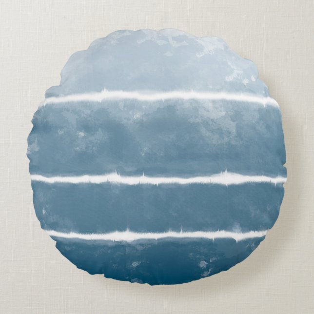 Coussins Ronds Shibori Ombre Retro Tie Dye Hippie Indigo (Devant)