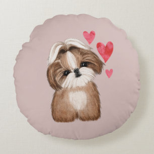 Coussins Ronds Shih Tzu Personnalisé avec le nom Année