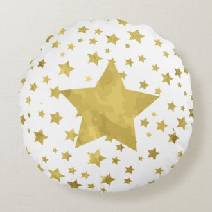 Coussins Ronds Shimmery Goldstars Golden Star Motif