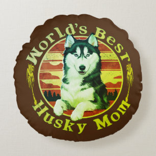 Coussins Ronds Siberian Husky Mom Art : Husky Owner's Ideal Gift