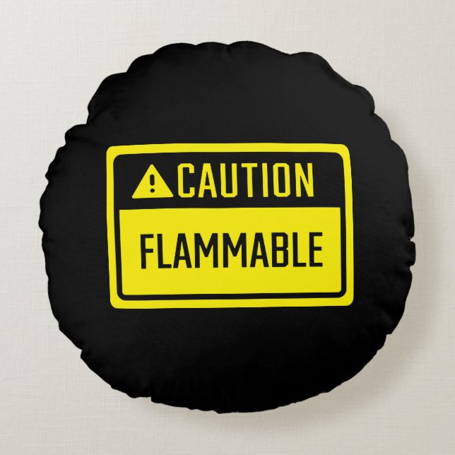 Coussins Ronds Signal inflammable de prudence (Devant)