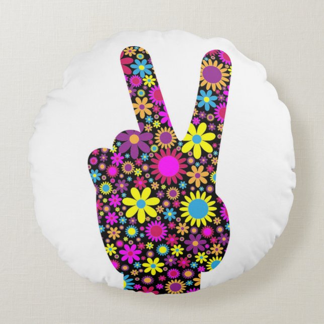 COUSSINS RONDS SIGNE DE PAIX FLORALE (Devant)