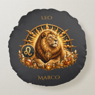 Coussins Ronds Signe du zodiaque Lion Personnalisé