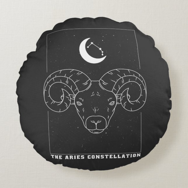 COUSSINS RONDS SIGNE ZODIAC DE CONSTELLLATION D'ARIES (Devant)