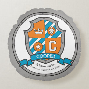 Coussins Ronds Signification du nom de lettre C de Cooper blason 