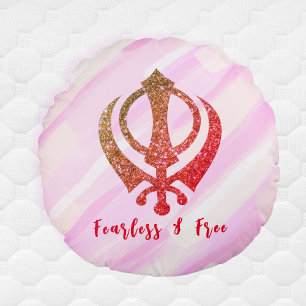 Coussins Ronds Sikh Khanda "Sans peur et libre"