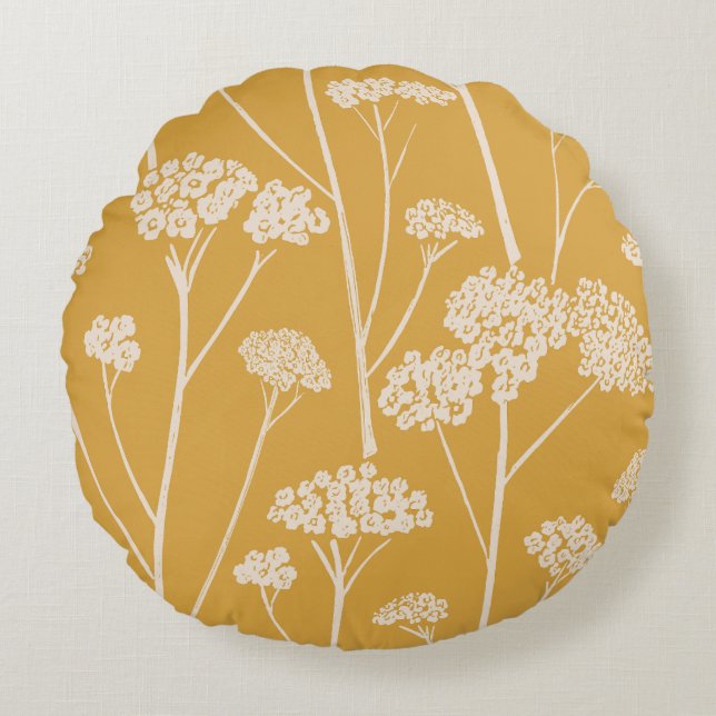 Coussins Ronds Silence de Prairie Ocbre Doré Beige Rosé (Devant)