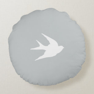 Coussins Ronds silhouette de l'oiseau d'hirondelle // gris // cou