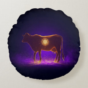 Coussins Ronds Silhouette de vache divine   Govardhan Puja Spirit