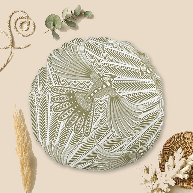 Coussins Ronds Silhouette d'oiseau tiré à la main (Créateur téléchargé)