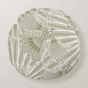 Coussins Ronds Silhouette d'oiseau tiré à la main