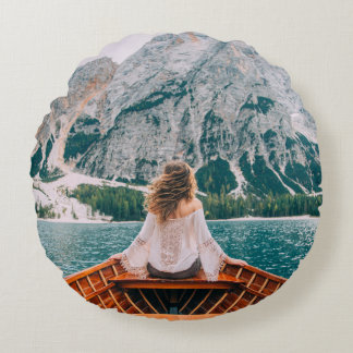 Coussins Ronds Silhouette Femme Lac Alpin Nature