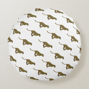 Coussins Ronds Silhouette léopard Brown et jaune