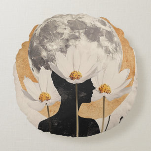 Coussins Ronds Silhouette Lune - Boho Élégance Vintage