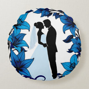 Coussins Ronds Silhouette romantique d'un couple