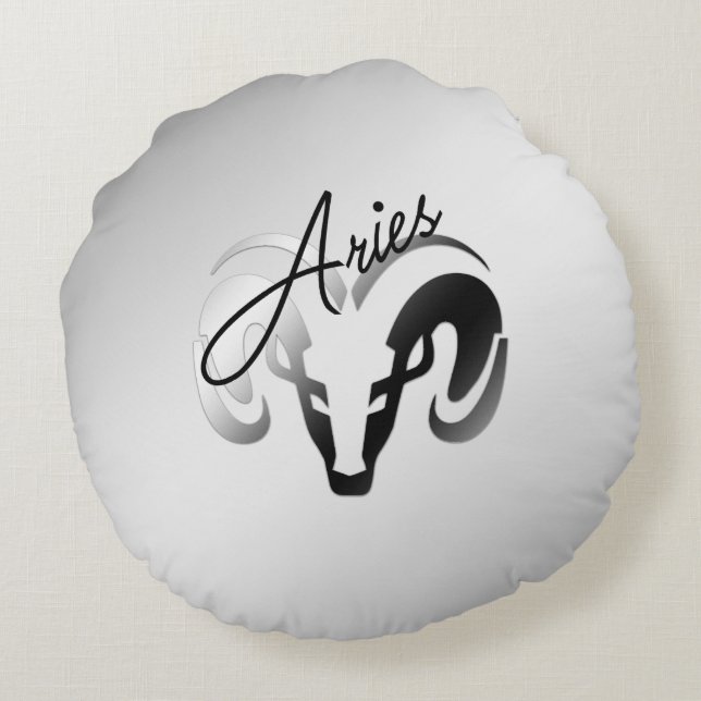 Coussins Ronds Silver Aries le bélier Zodiac (Dos)