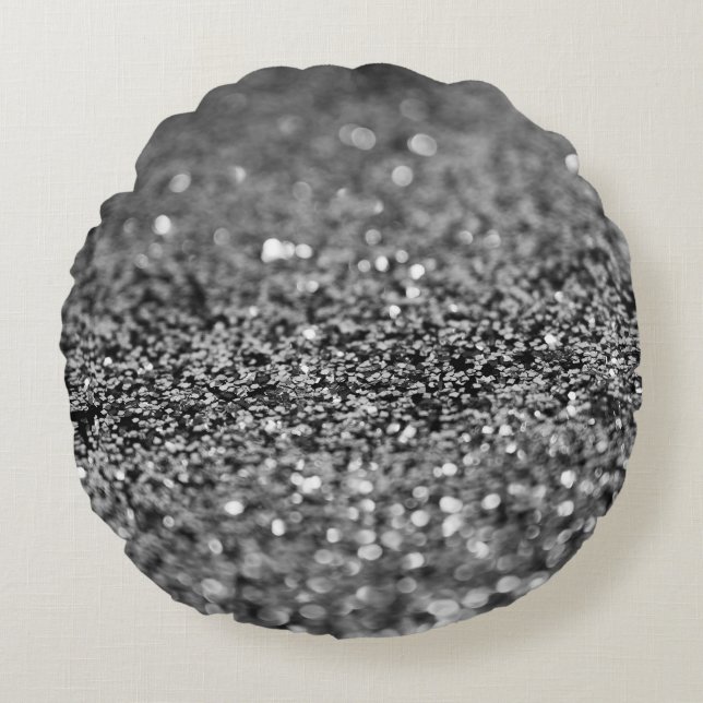 Coussins Ronds Silver Gray Glitter Bokeh Glam 2 (Devant)