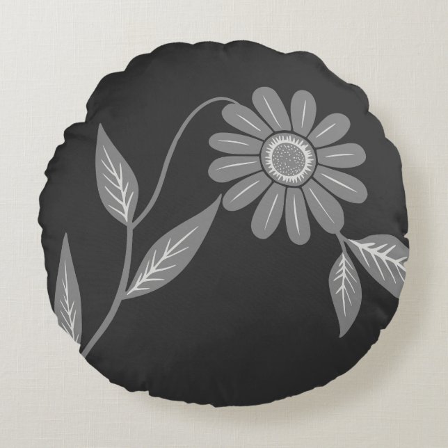 Coussins Ronds Simple Fleur de Charbon de Bois de Style Milieu de (Devant)
