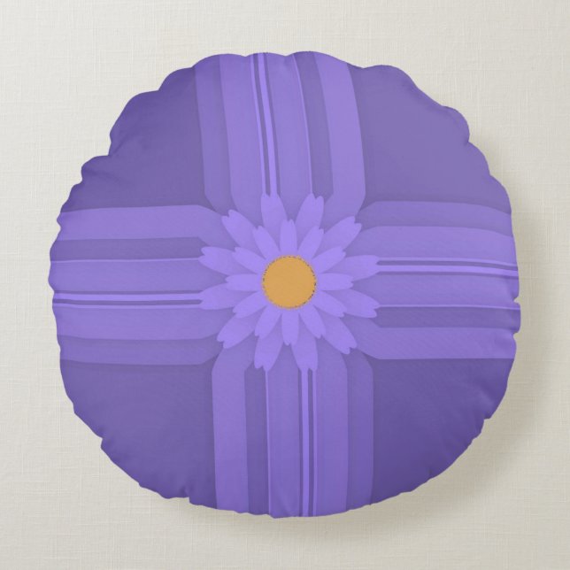 Coussins Ronds Simple fleur violette sur croix moderne (Devant)