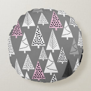 Coussins Ronds Simple motif de Noël. gris et blanc Abstrait