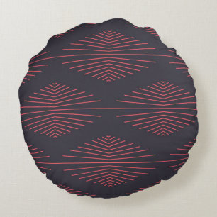 Coussins Ronds Simple, rouge, motif traditionnel avec lignes