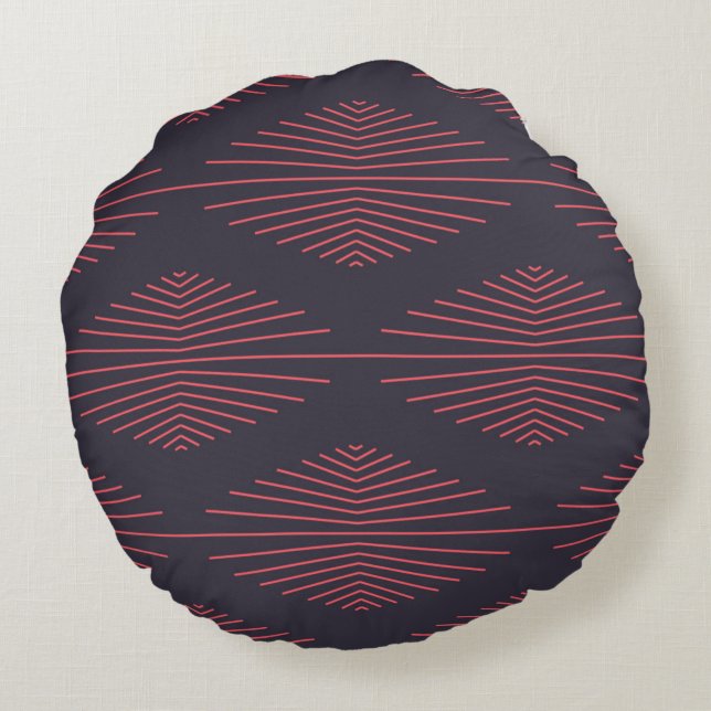 Coussins Ronds Simple, rouge, motif traditionnel avec lignes (Dos)