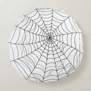 Coussins Ronds Simple Spider Web Cobweb Line Art Halloween