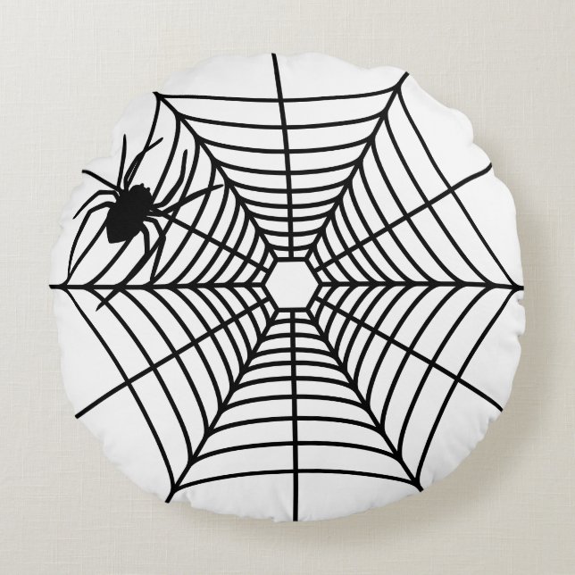 Coussins Ronds Simple toile d'araignée avec silhouette d'araignée (Devant)