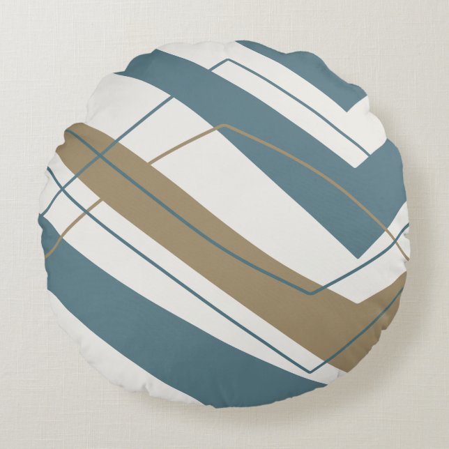 Coussins Ronds Simple Turquoise Gold Round (Devant)
