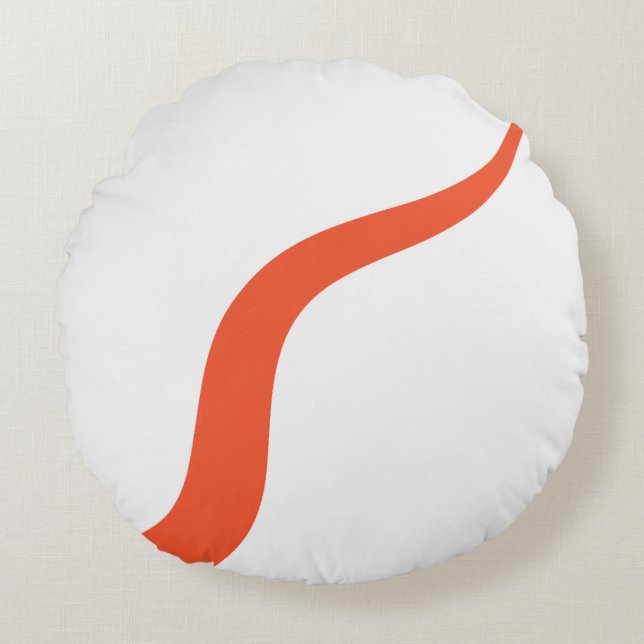 Coussins Ronds Simple Waves 3 - Orange et blanc (Devant)