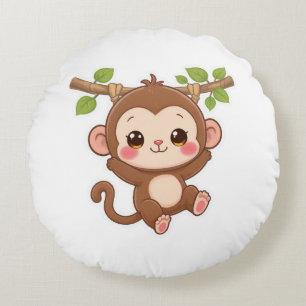 Coussins Ronds Singe Cute Kawaii