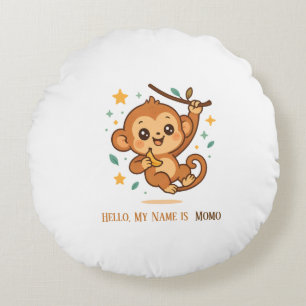 Coussins Ronds Singe rebondissant banane mignon animal bébé perso